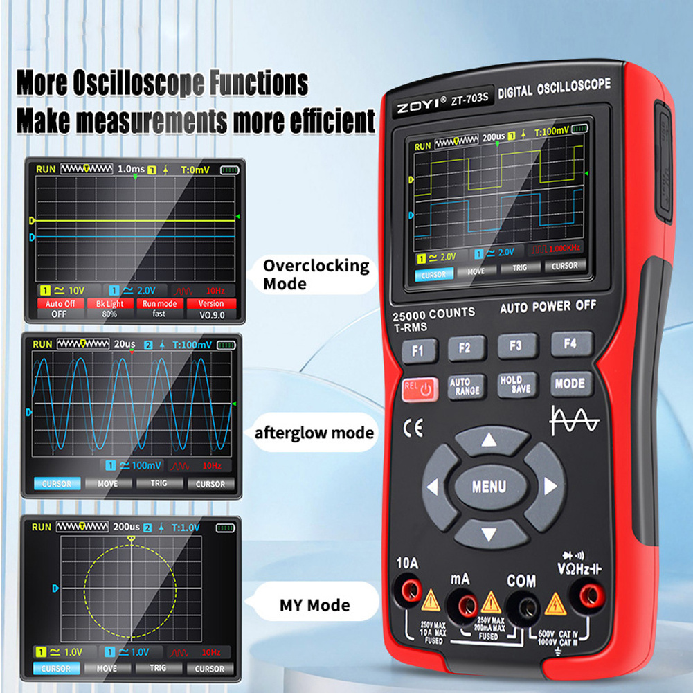 ZOYI ZT703S  3in1 Digital Multimeter 50MHz Bandwidth 280MS Dual Channel Storage 3.5 Inch Multimeter Handheld Oscilloscope