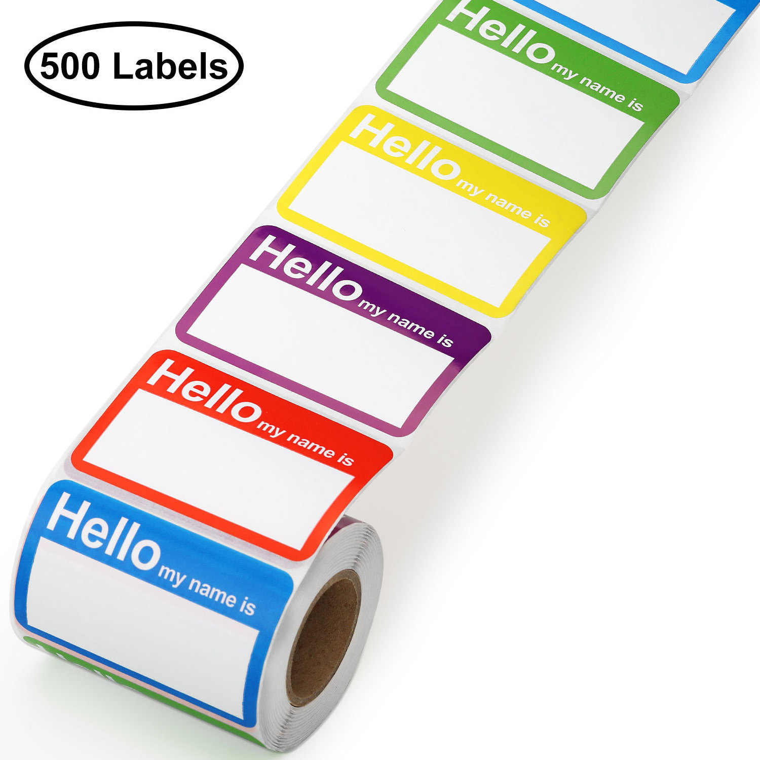 All purpose self adhesive packaging labels five colors 250 name label stickers for kids,cloth,party,inventory,shipping etc