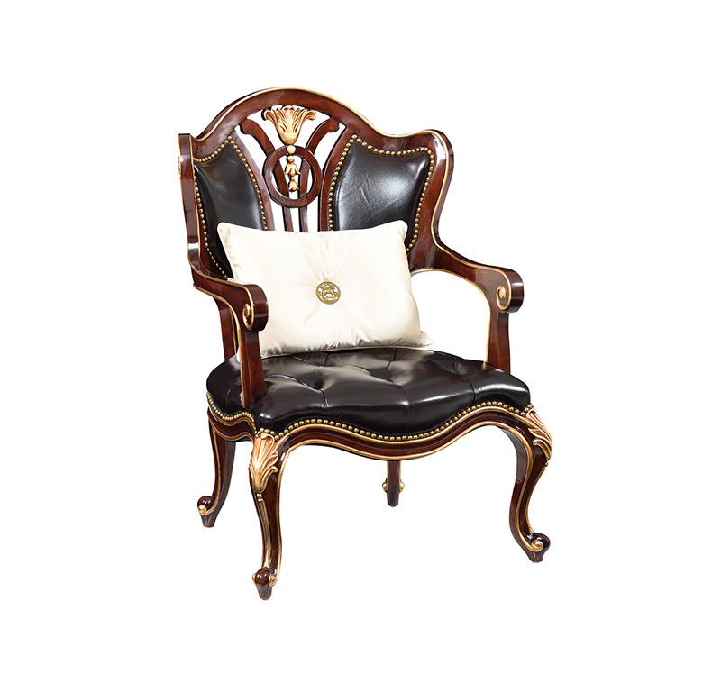 Best selling classical hand carved wooden master chair  leather leisure chair