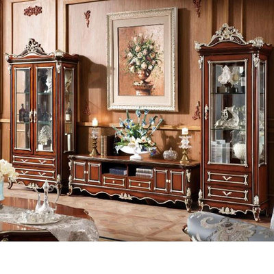 classic living room furniture cabinet and TV cabinet Baroque style wine cabinet