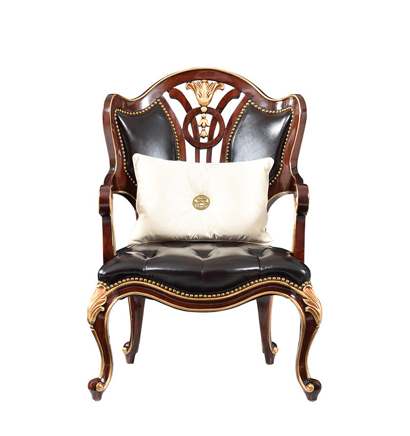 Best selling classical hand carved wooden master chair  leather leisure chair