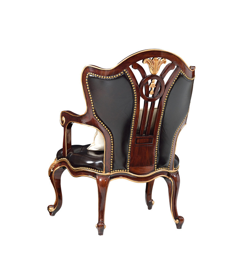 Best selling classical hand carved wooden master chair  leather leisure chair