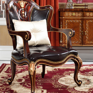 Best selling classical hand carved wooden master chair  leather leisure chair