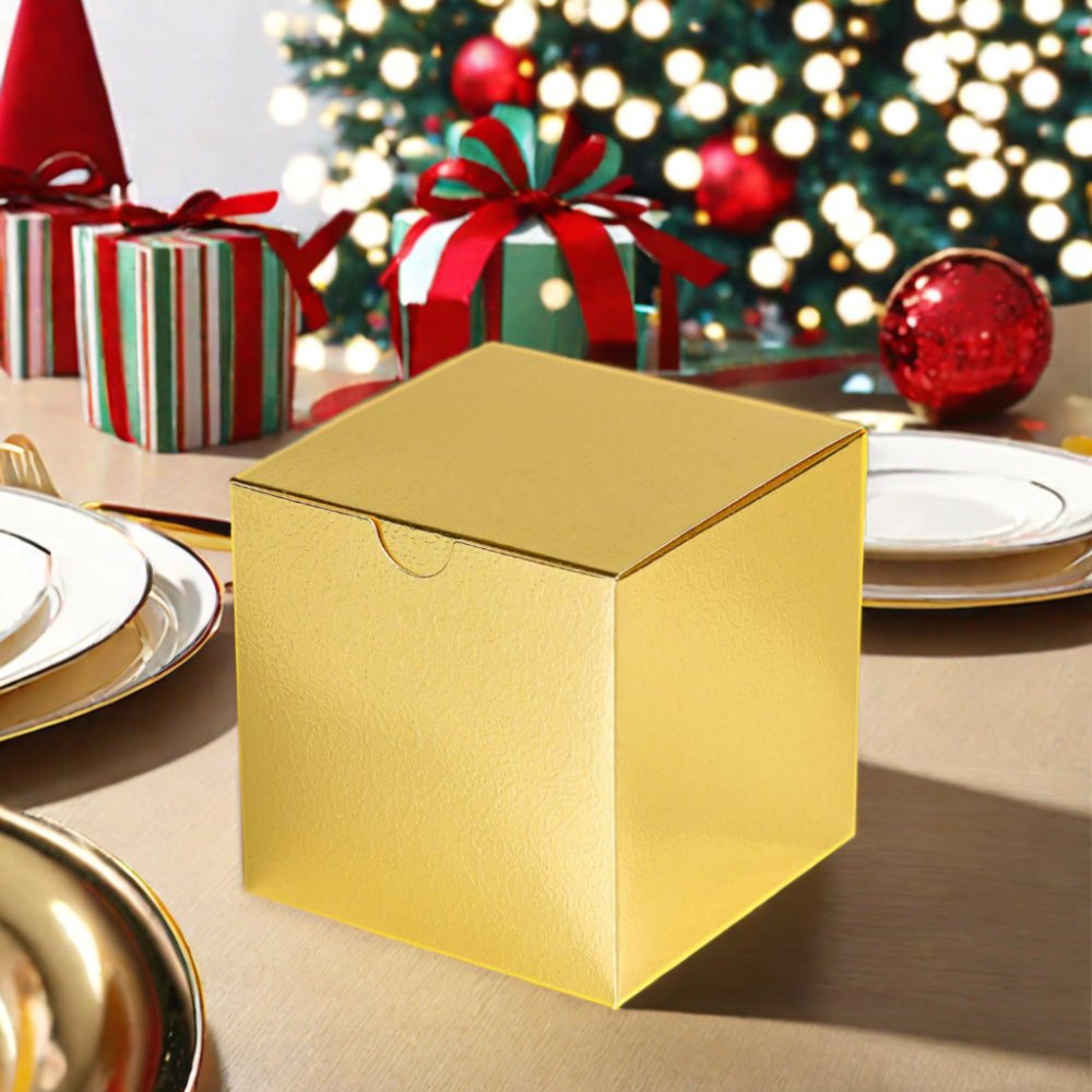 Glossy Gold Paper Boxes for Candy Treats Gifts-Small Favor Boxes for Birthday Wedding Holiday Christmas Parties