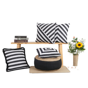 Eco-friendly Material Braided Floor Cushion Wholesale Sofa Floor Cushion Pillow fashion black and white striped cushion