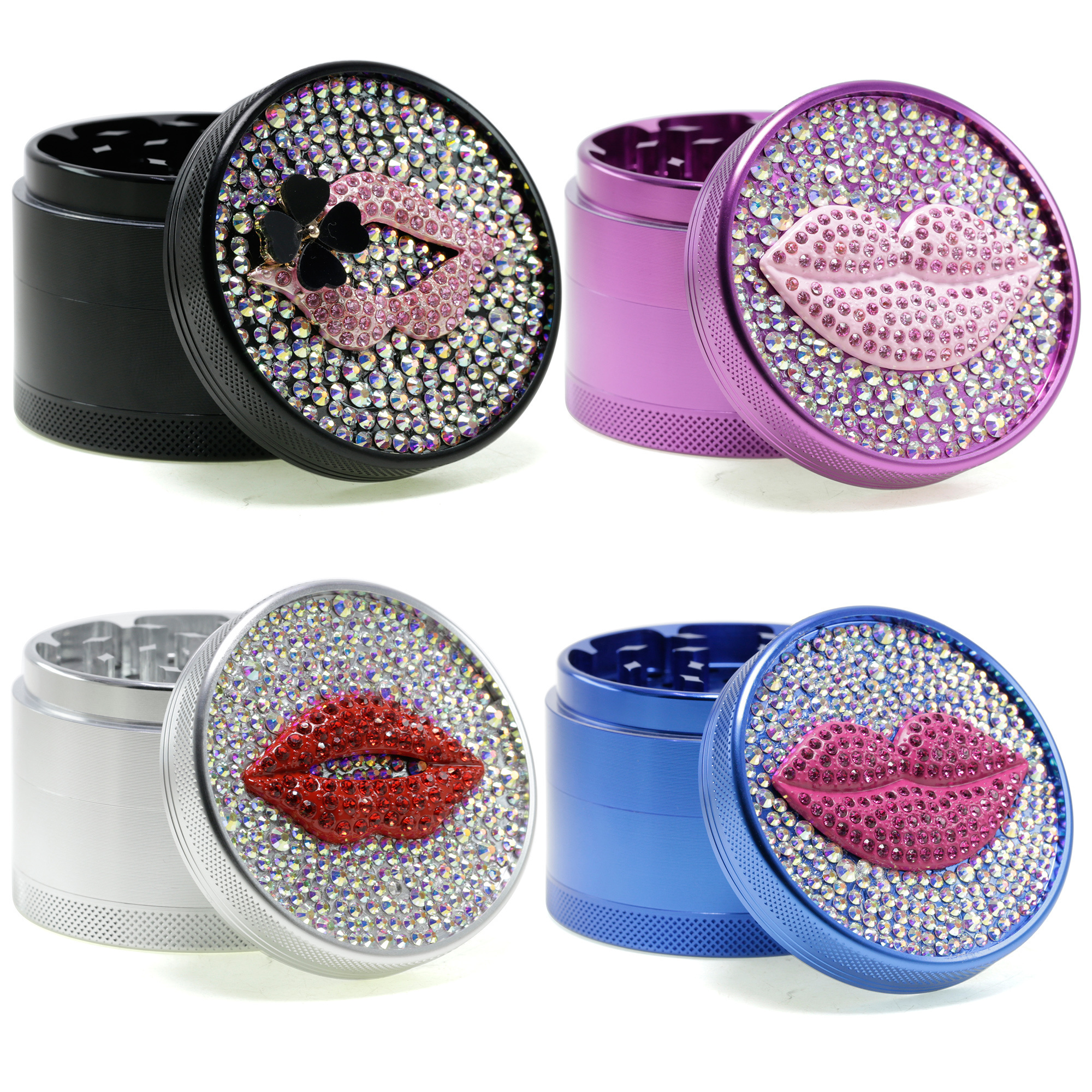 Cute grinder for lady  63mm aluminum alloy 4-layer smoking accessories sexy lip smoke crusher 6163