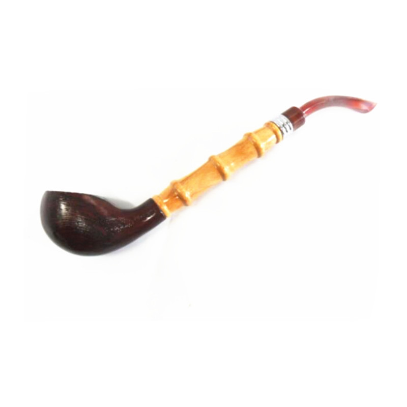 Mettle Classic Bent Pipe Long Bamboo Mouthpiece Smoking Pipe For Men's Gift