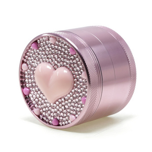 2.5 inch aluminum alloy pink grinder with glitters 6166