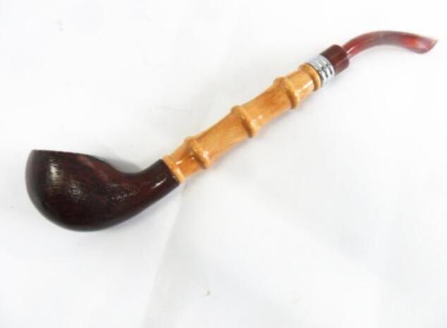 Mettle Classic Bent Pipe Long Bamboo Mouthpiece Smoking Pipe For Men's Gift