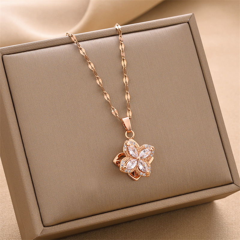 Luxury 18K Gold-plated & Rose gold Stainless Steel Multi Shape Pendant Necklace Jewelry For Women