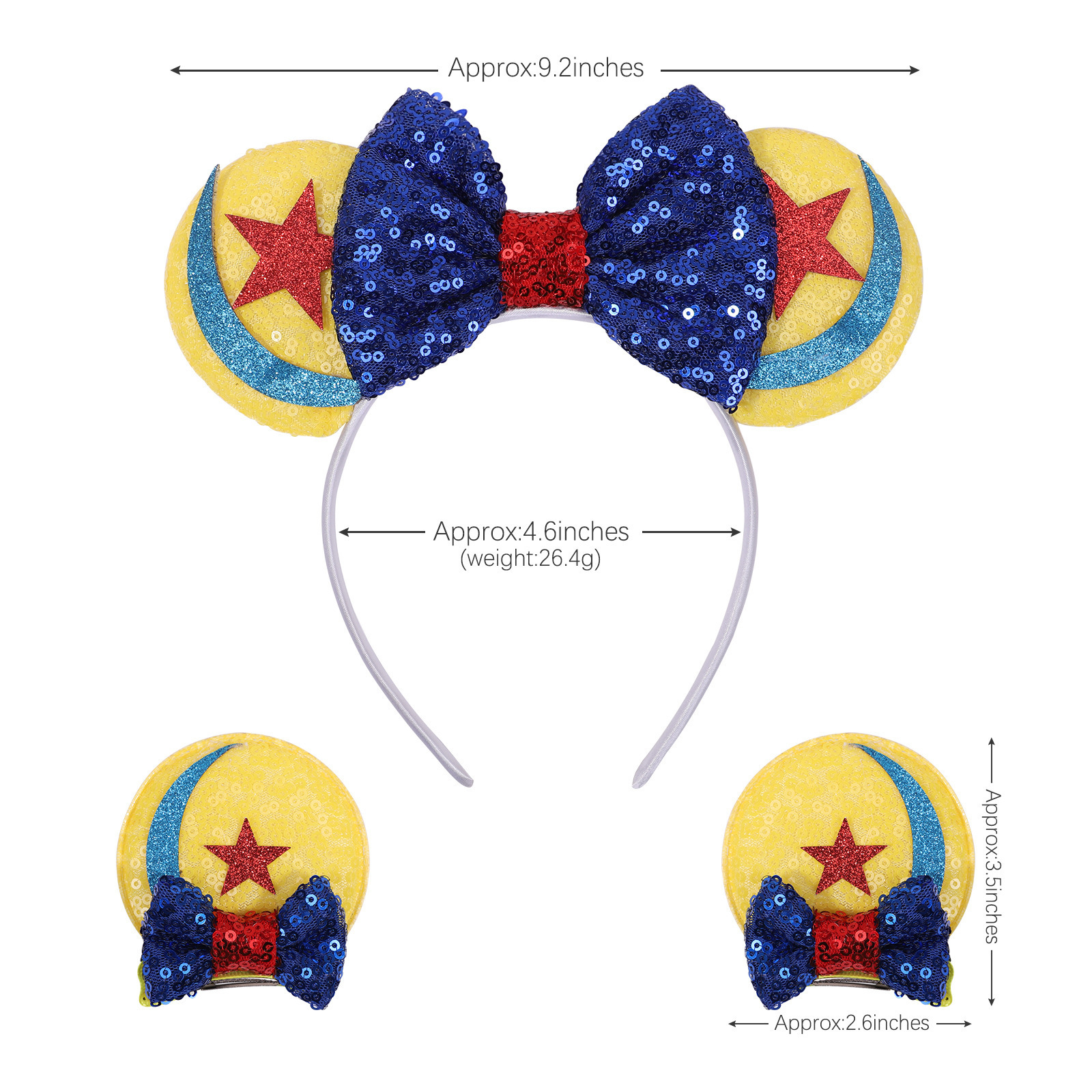 Stock Cute Cartoon Bling Sequins Mouse Ears Hair Accessories Hair Clips Headband Set Big Bow Elastic Bands For Children