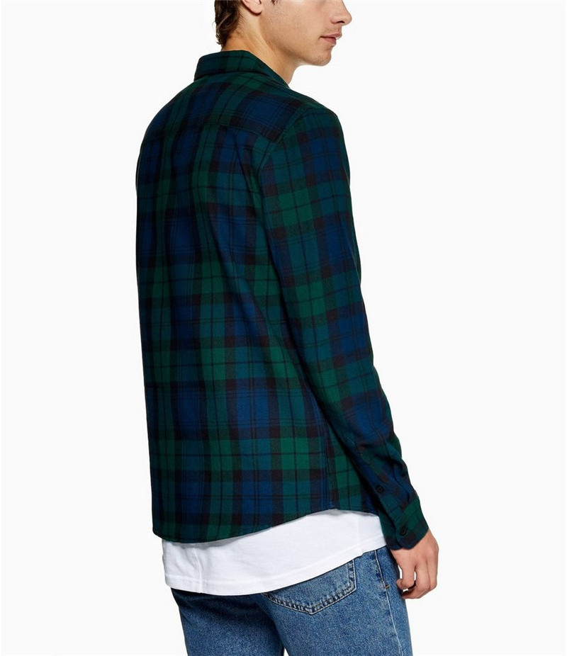 Classic Fit Black Watch Check Pattern Flannel Shirts Men Wholesale