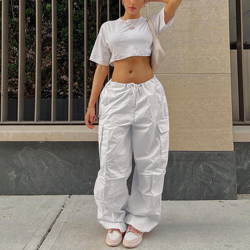 Y2k Style Women Street Wear Waist Trousers Baggy Hot Sell Cargo Parachute Pants Casual Women's Pants