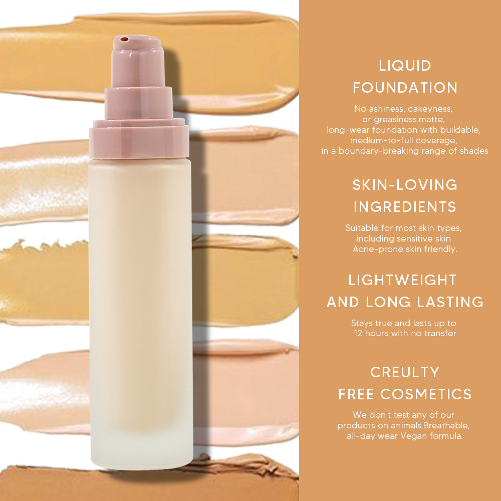 High Quality Foundation Liquid Full Cover long lasting private label matte Waterproof Makeup Foundation