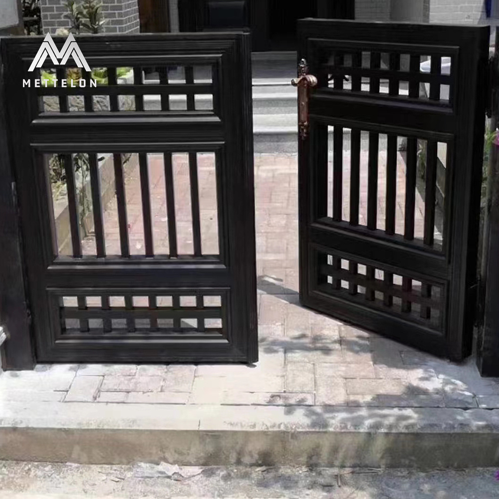 China Manufactured Customized Aluminum Garden Gate Automatic Retractable Feature Driveway Aluminum Gates Double Swing for Homes