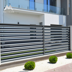 Chinese Crafted Outdoor Garden Wall Decor Metal Privacy Fence Designs in House Black horizontal railing Aluminum Fence.