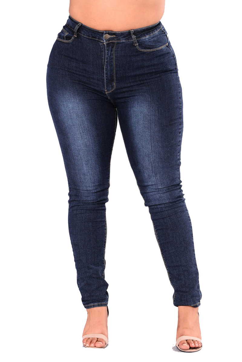 Wholesale Fashion Lady 7XL Denim Jeans Pants Jeans Colombianos Por Mayor Trendy Plain Blue Classic Plus Size Women's Jeans