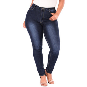 Wholesale Fashion Lady 7XL Denim Jeans Pants Jeans Colombianos Por Mayor Trendy Plain Blue Classic Plus Size Women's Jeans