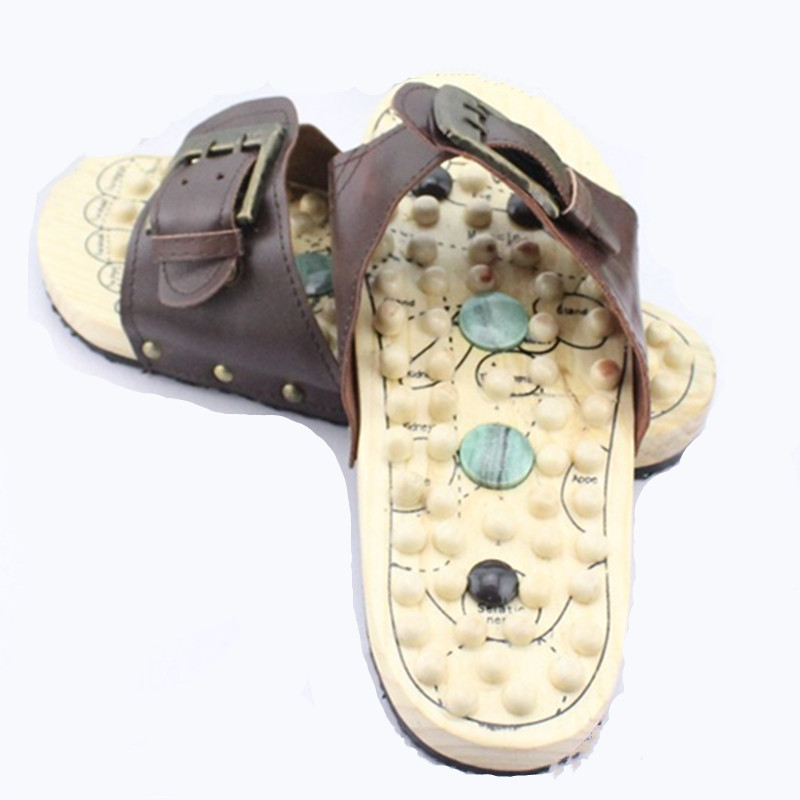 Wooden sandal massager acupressure shoes acupuncture massage slippers