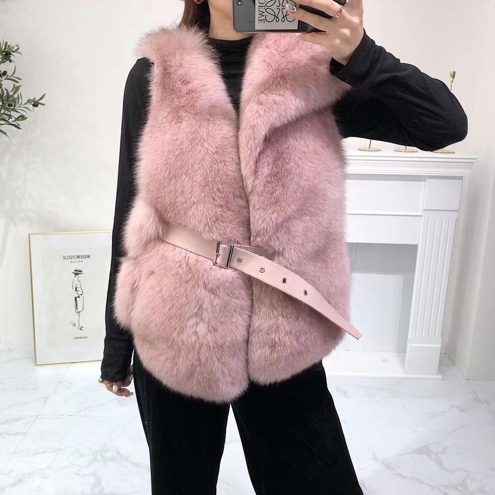 2019 New Fashion Real Fox Fur Vest Women Natural Fur Gilet Autumn Winter Lady Short Style Genuine Coat Thick Warm Soft Fur Coat