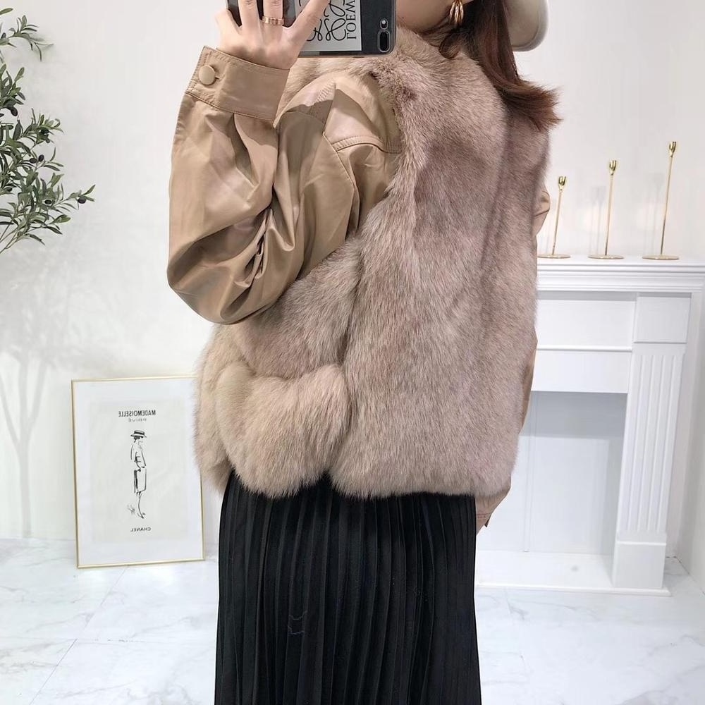 2019 New Fashion Real Fox Fur Vest Women Natural Fur Gilet Autumn Winter Lady Short Style Genuine Coat Thick Warm Soft Fur Coat