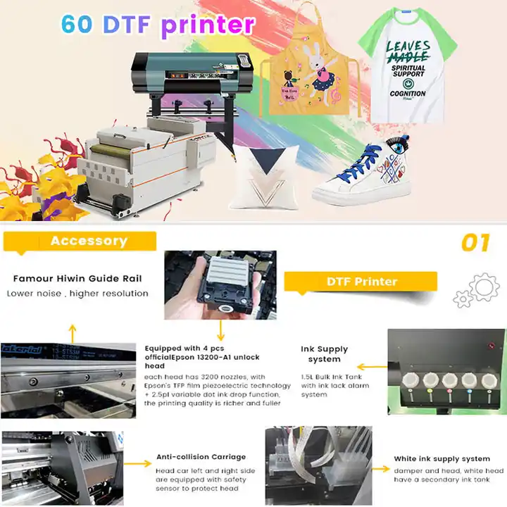 Visual-Tex 24 inch dual head i3200 60cm dtf printer with powder shaking machine