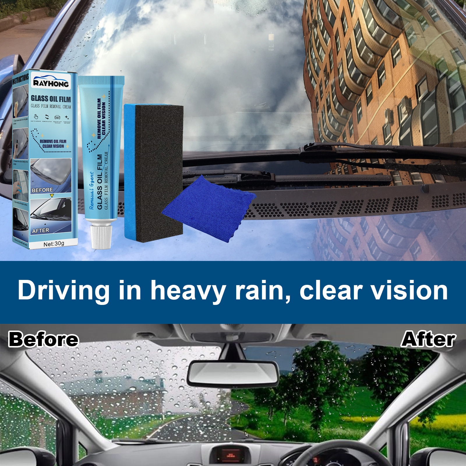 Car Care Glass oil film remover Car front windshield window decontamination rain removal oil film