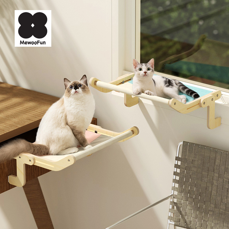 MewooFun New Design Cat Window Perch Sunny Cat Hammock Bed Wooden Cat Wall Perch