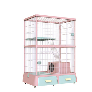 MewooFun Hot Sale Collapsable Cat Cage Pink on Wheels Big Cage for  Cats