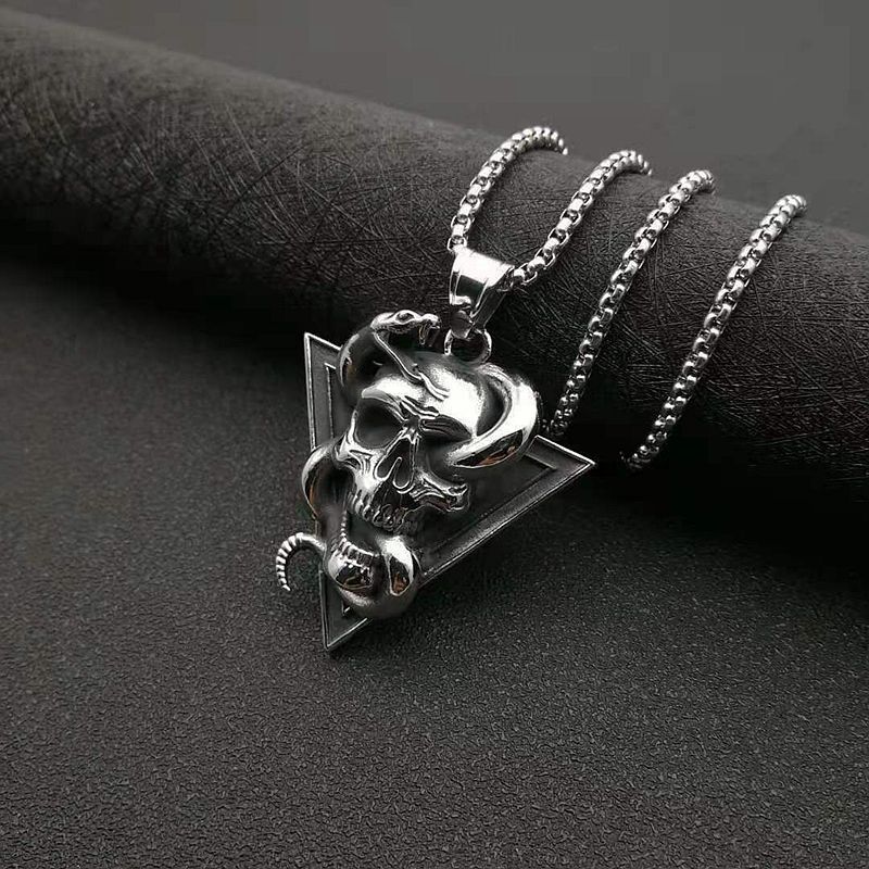 Stainless Steel Men Snake Pendants Demon Skull Pendant Necklace Large Animal Skull &Snake Pendant