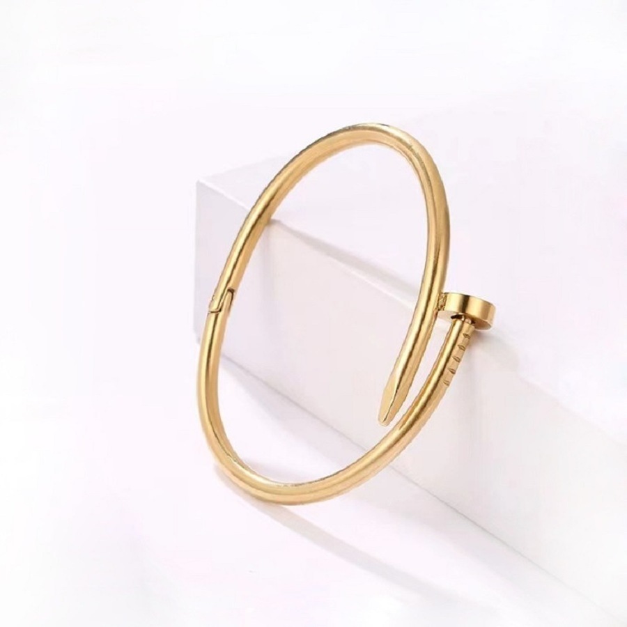 Fashion 18K Gold Stainless Steel 750au Nail Bangle Nail lover Bracelet Designer Bangle Gold Thin for Women Men