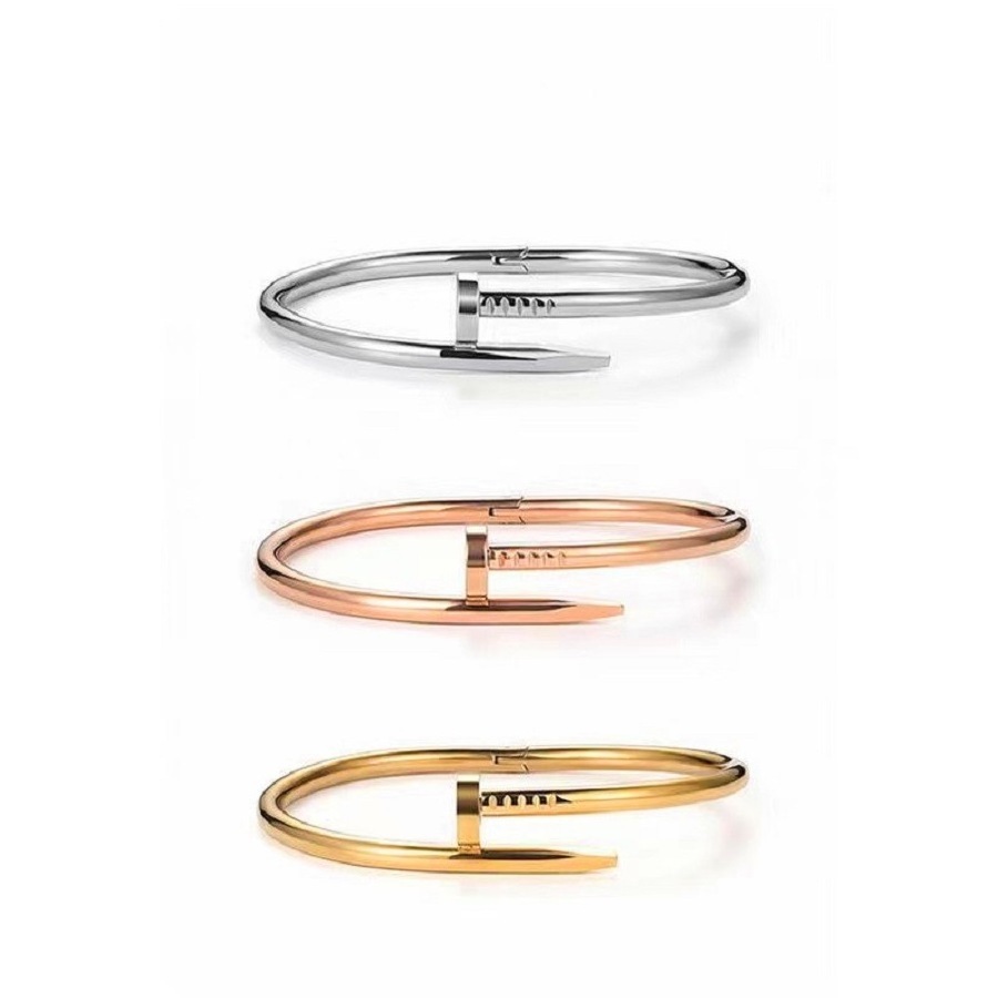 Fashion 18K Gold Stainless Steel 750au Nail Bangle Nail lover Bracelet Designer Bangle Gold Thin for Women Men