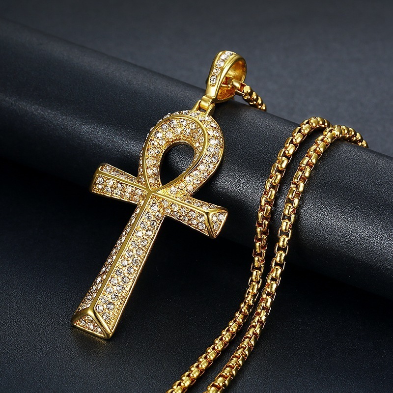 Egyptian Celtic Jesus Cross Pendant for Men Moissanite Hip hop Ankh Cross Pendant for Necklace