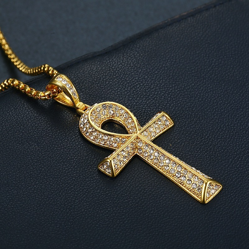 Egyptian Celtic Jesus Cross Pendant for Men Moissanite Hip hop Ankh Cross Pendant for Necklace