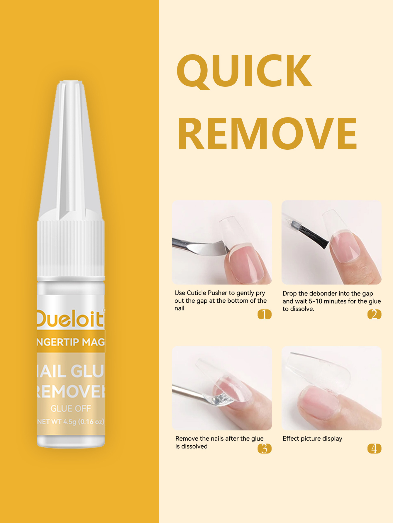 Nail Glue Remover for Acrylics Press On Nails 4.5g Clear vegan and cruelty free Nail Glue Debonder