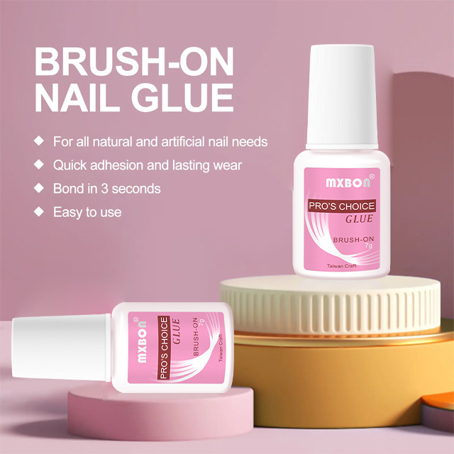 7g EXTRA STRONG  Professional Pink Instant Brush On  Fast Drying False Tip Adhesive Mxbon Nail Glue