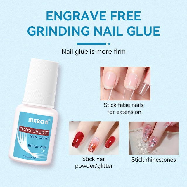 7g EXTRA STRONG Glue for Nail from Taiwan Professional Pink Glue on Nails Instant Brush On False Tip Adhesive Mxbon Nail Glue