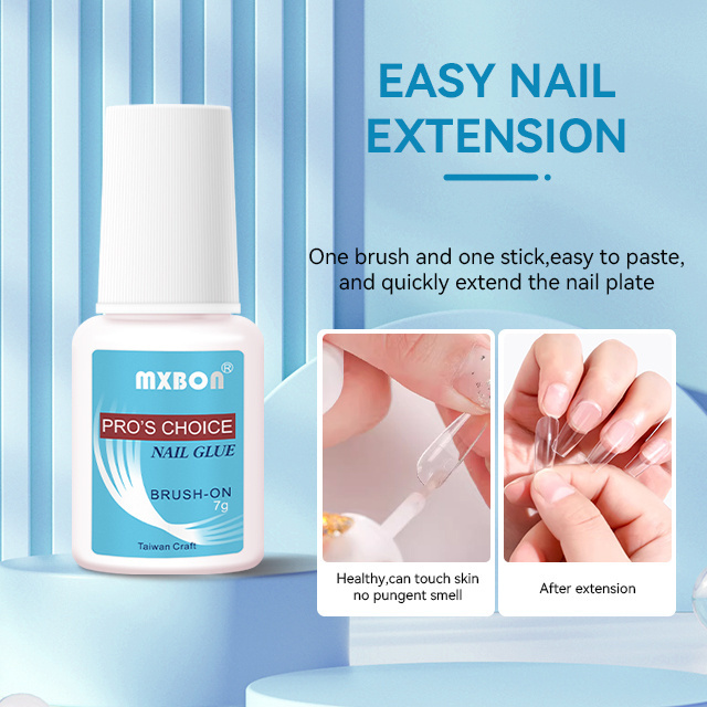 7g EXTRA STRONG Glue for Nail from Taiwan Professional Pink Glue on Nails Instant Brush On False Tip Adhesive Mxbon Nail Glue