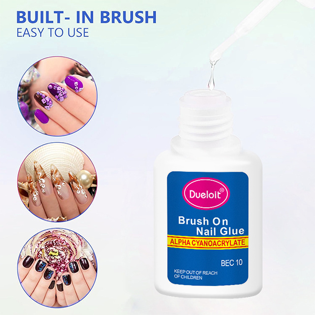 Good quality acrylic super strong glue nail transparent customized long lasting brush on nail glue for press on nails