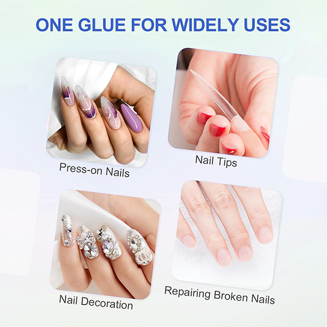 Good quality acrylic super strong glue nail transparent customized long lasting brush on nail glue for press on nails