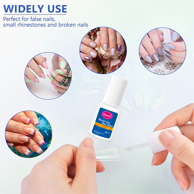 Good quality acrylic super strong glue nail transparent customized long lasting brush on nail glue for press on nails