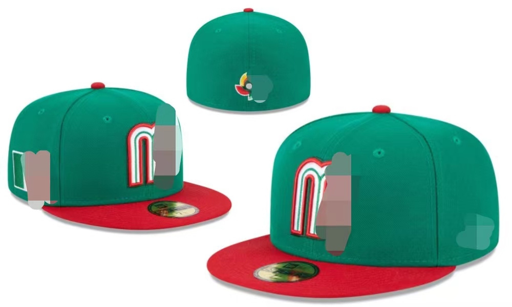 In stock 3d embroidery mexico flat brim baseball hat fitted caps gorras for team