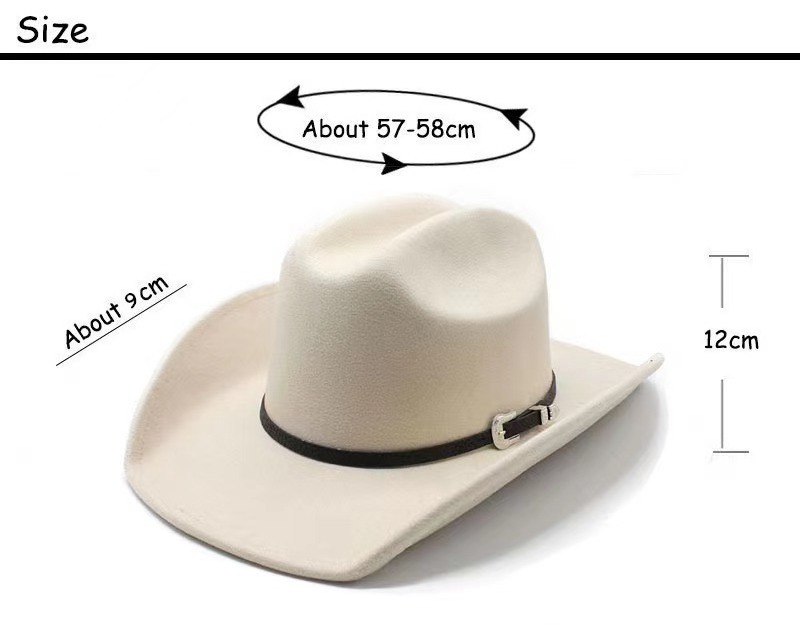 Wholesale high quality fashion western cowboy hats unisex woolen hat belt buckle cowgirl hat