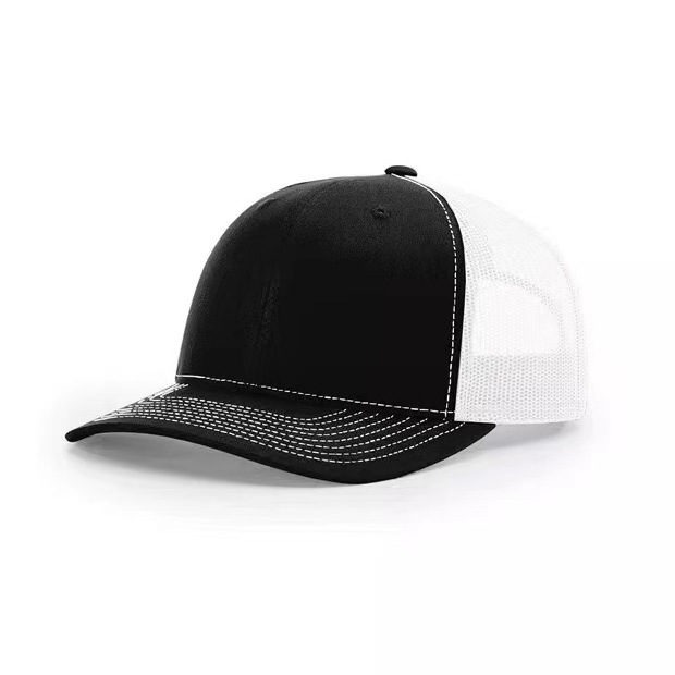 Wholesale Custom Logo 6 Panel Richardson Style 112 Blank Snapback Plain Black Trucker Hats Gorras Mesh Trucker Caps