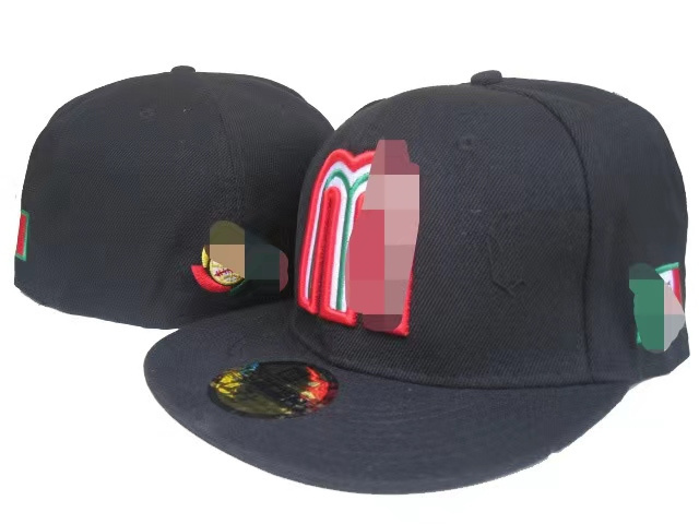 In stock 3d embroidery mexico flat brim baseball hat fitted caps gorras for team