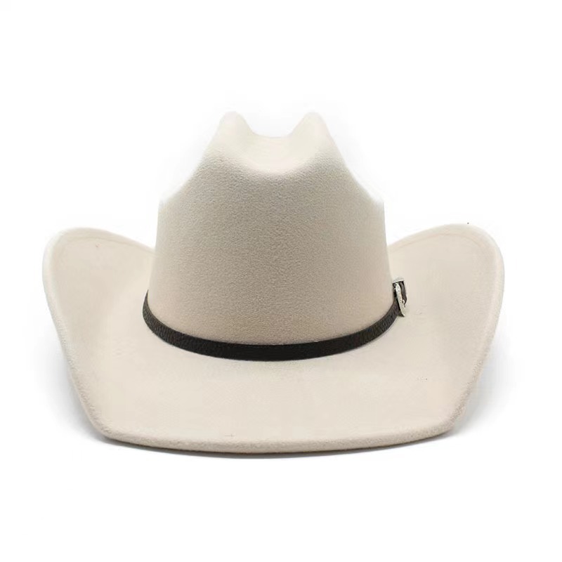 Wholesale high quality fashion western cowboy hats unisex woolen hat belt buckle cowgirl hat