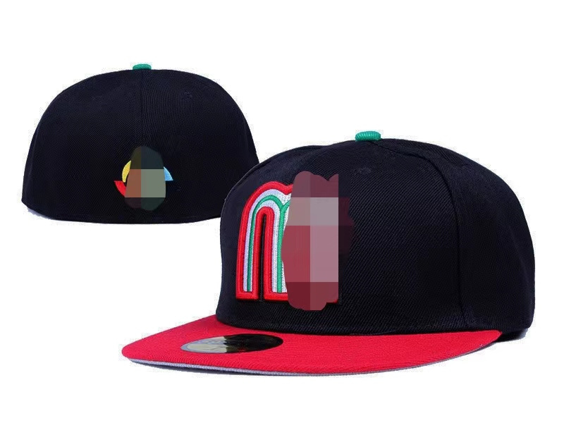 In stock 3d embroidery mexico flat brim baseball hat fitted caps gorras for team