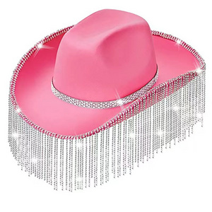 Rhinestone Cowgirl Hat Diamond Fringe Western Cowboy Hat for Men Women Cosplay festive Party Costume