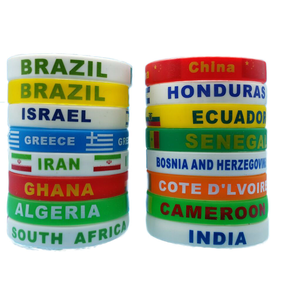 2023 Soccer Wristband Custom Country World Flag Silicone Bracelet for National Football Supporters Fans Souvenir Gifts