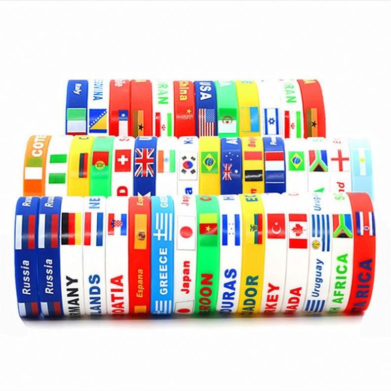 2023 Soccer Wristband Custom Country World Flag Silicone Bracelet for National Football Supporters Fans Souvenir Gifts